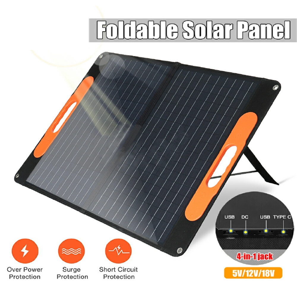 Camping 80W 5V/12V/18V ETFE Portable Solar Panel Module Foldable Solar Panel with USB Type-C Charger
