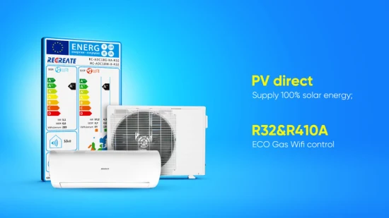 Fuera de la red 100% Híbrido CA/CC Energía solar Habitación con aire acondicionado Aire acondicionado Split Precio unitario para el hogar 18000btu 24000 Btu